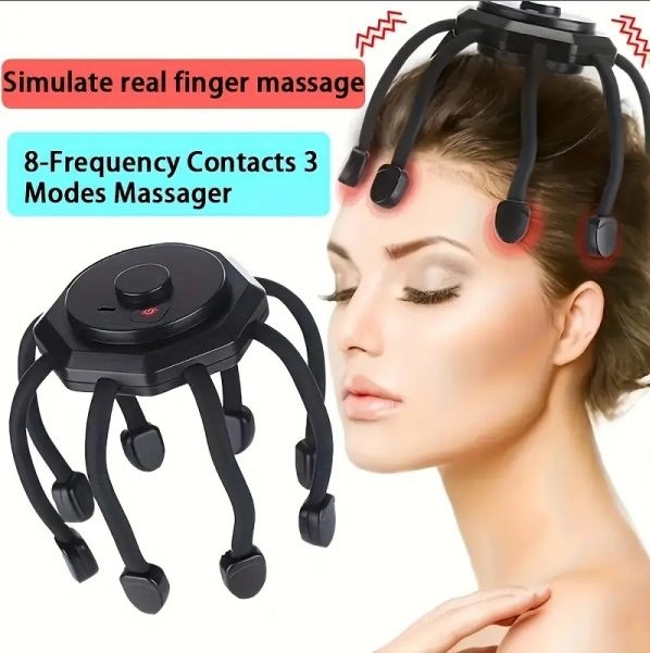 Portable Electric Scalp Massager with 8 Finger Contacts Head massager